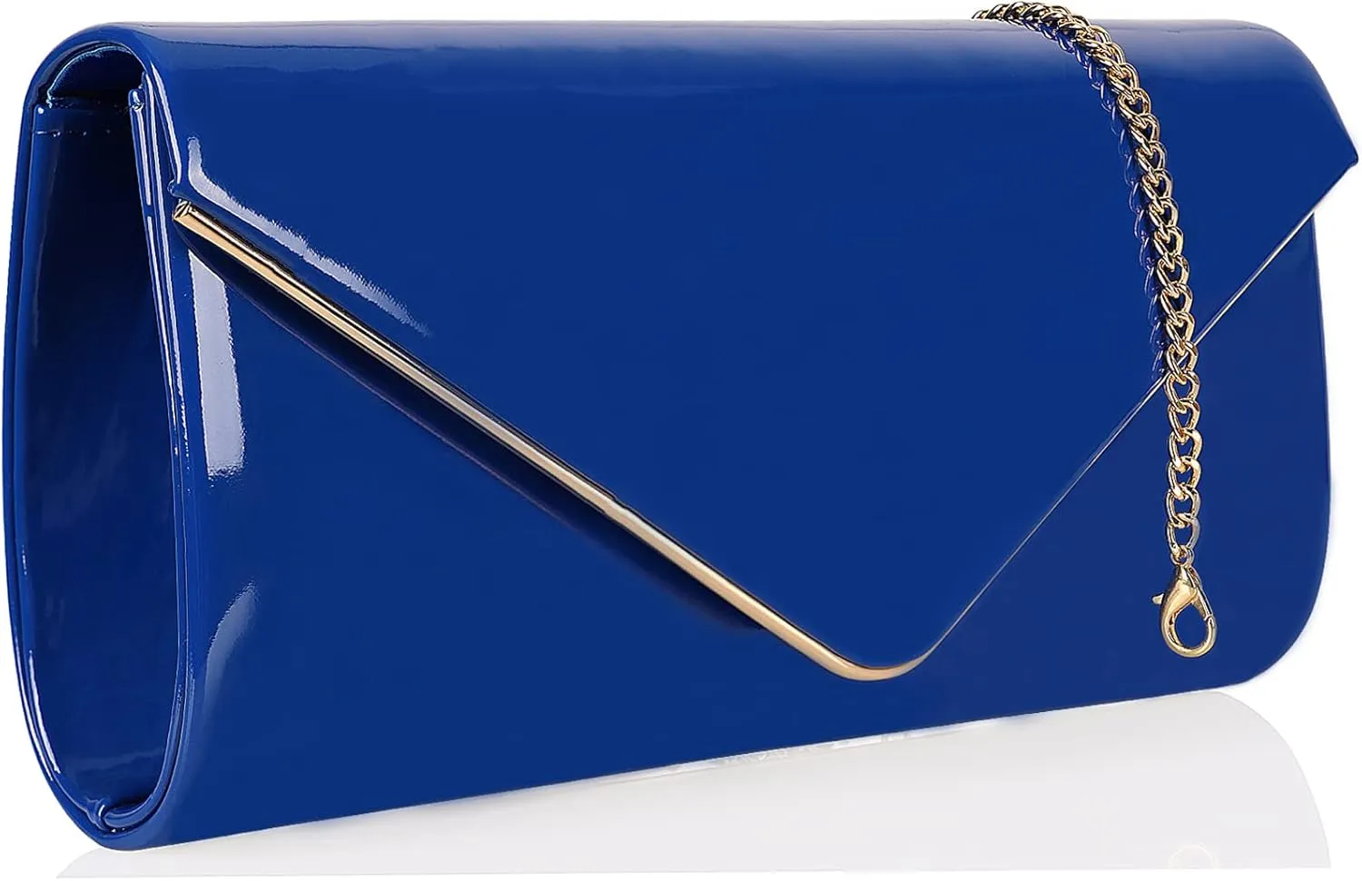 Dexmay Patent Leather Envelope Clutch Purse Shiny Candy Foldover Clutch Evening Bag for Women