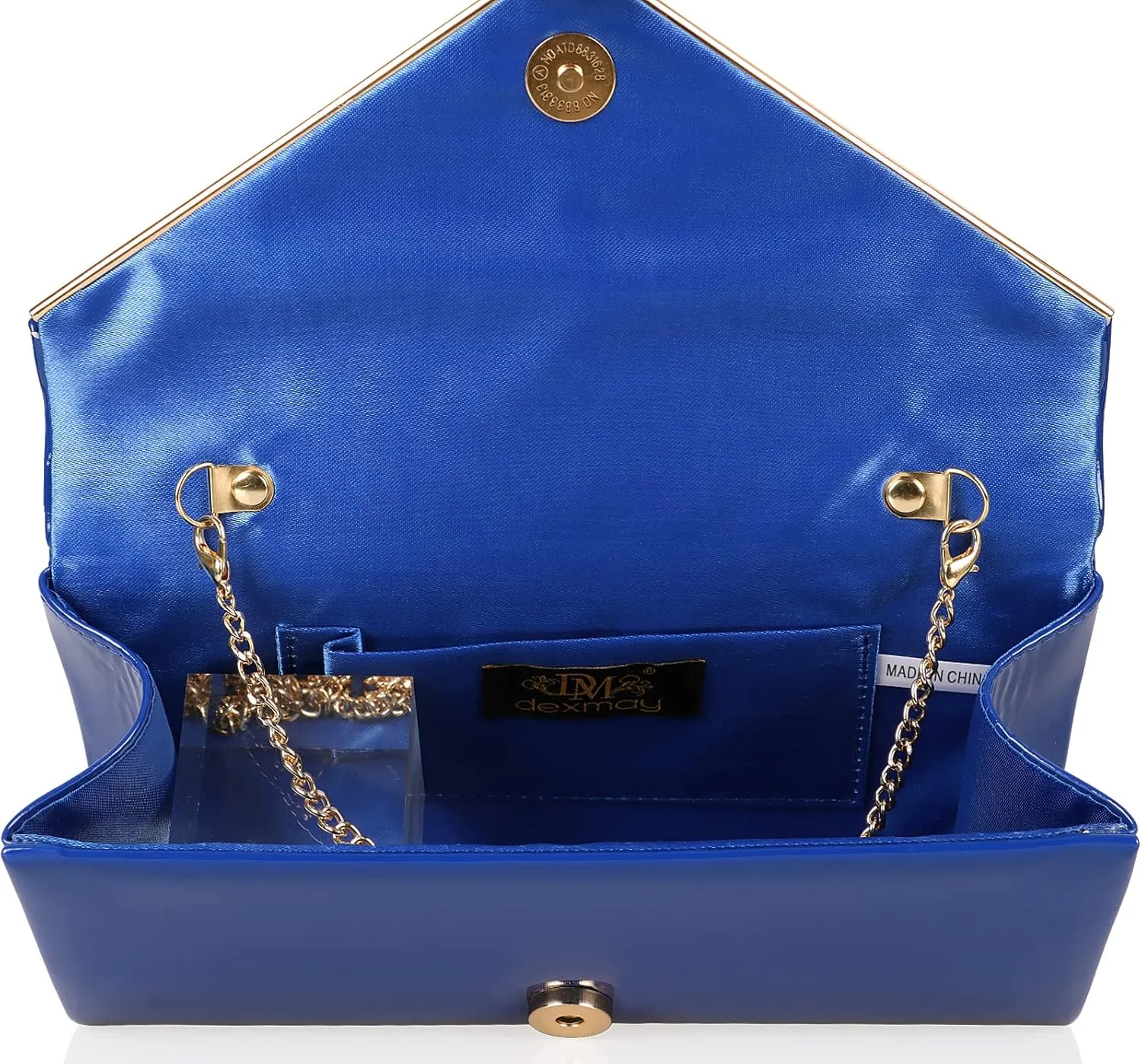 Dexmay Patent Leather Envelope Clutch Purse Shiny Candy Foldover Clutch Evening Bag for Women