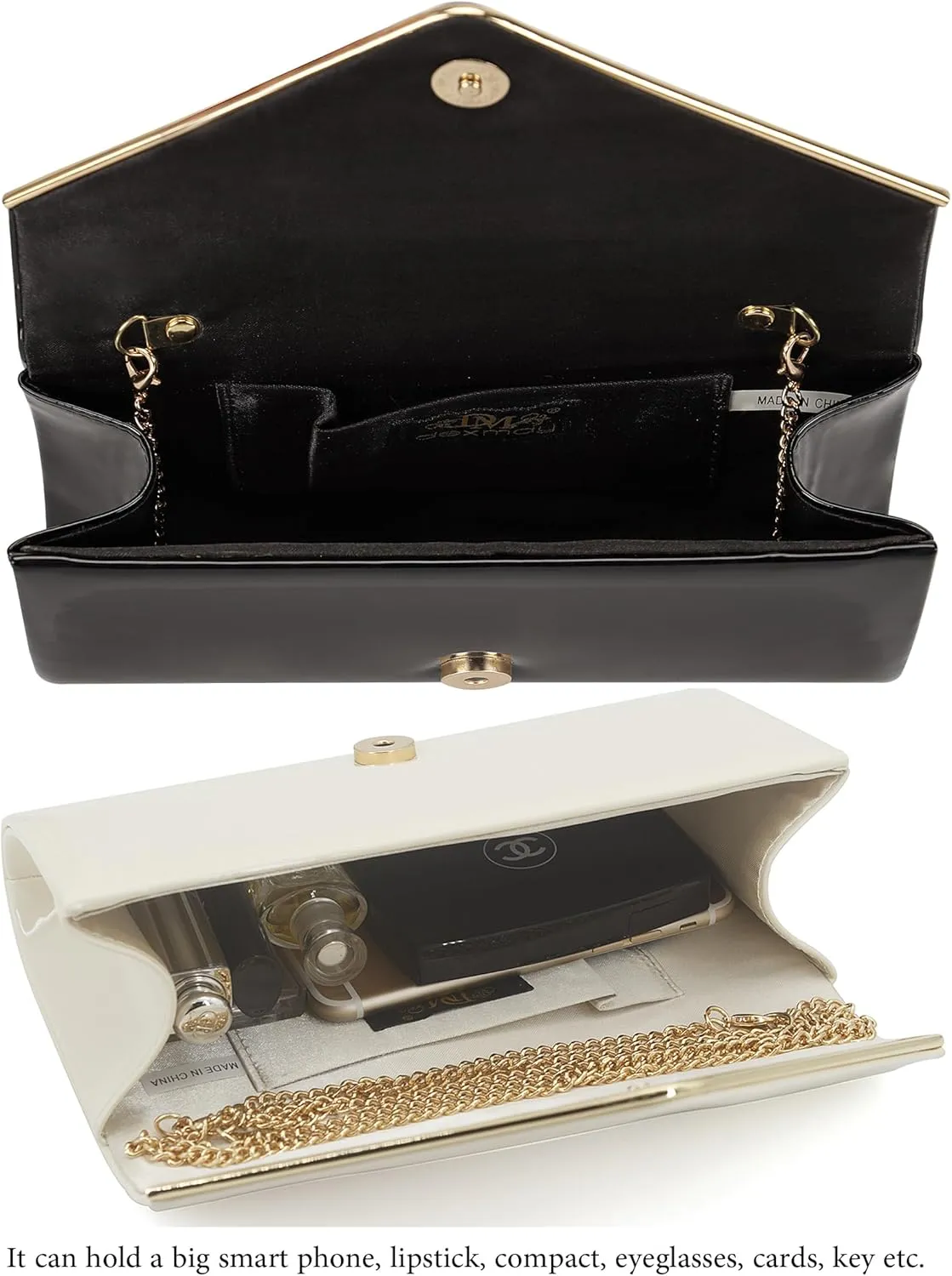 Dexmay Patent Leather Envelope Clutch Purse Shiny Candy Foldover Clutch Evening Bag for Women