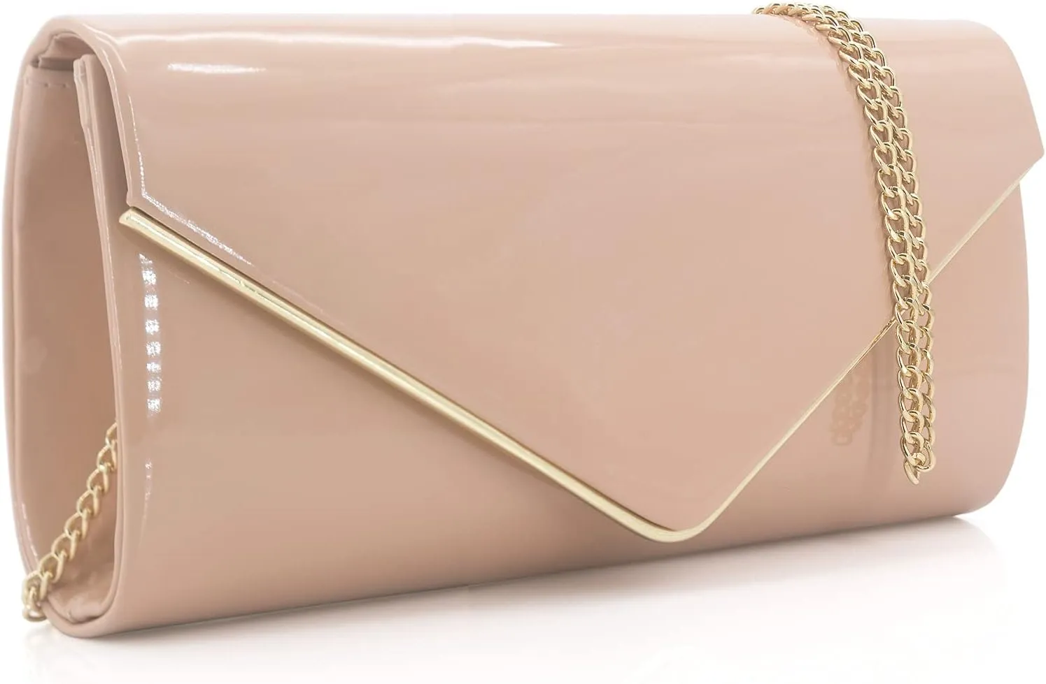 Dexmay Patent Leather Envelope Clutch Purse Shiny Candy Foldover Clutch Evening Bag for Women