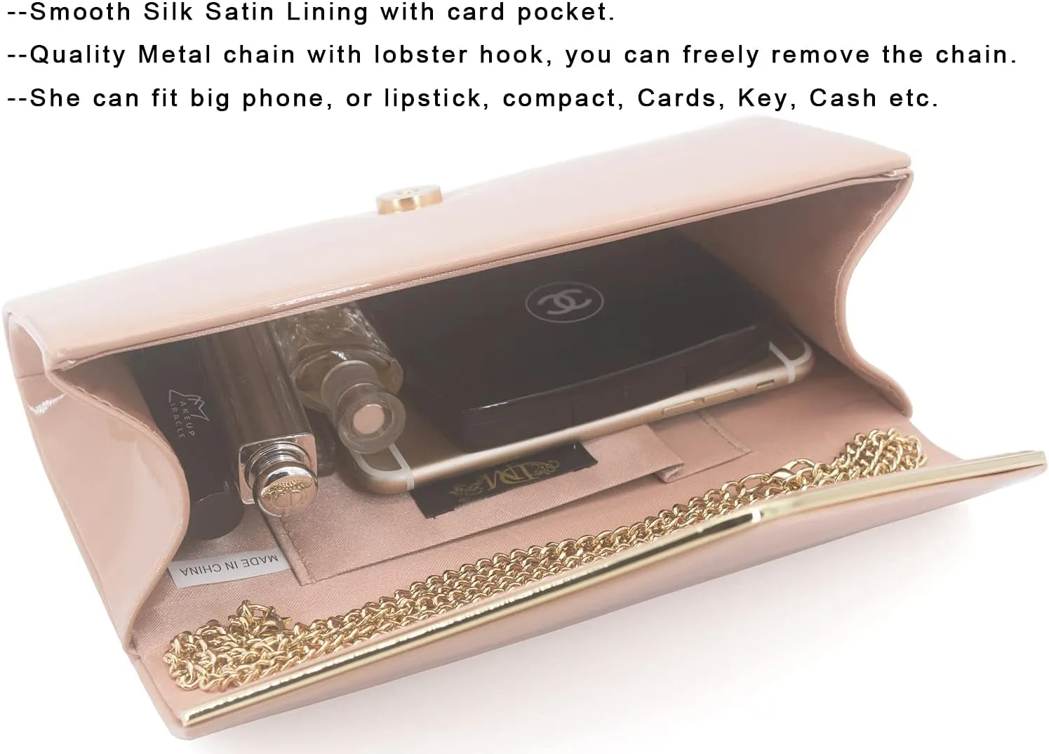 Dexmay Patent Leather Envelope Clutch Purse Shiny Candy Foldover Clutch Evening Bag for Women