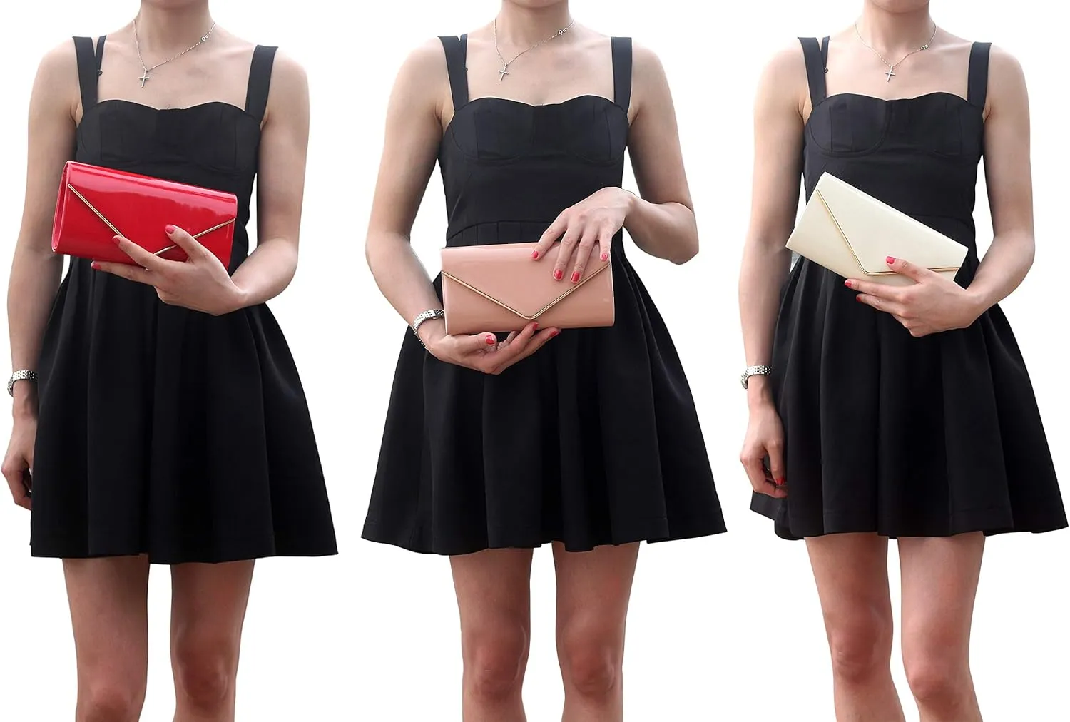 Dexmay Patent Leather Envelope Clutch Purse Shiny Candy Foldover Clutch Evening Bag for Women