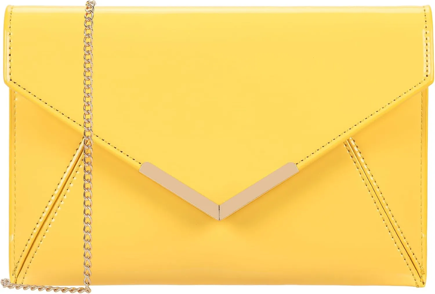 Dexmay Women Envelope Clutch Handbag Patent Leather Pouch Foldover Dress Purse