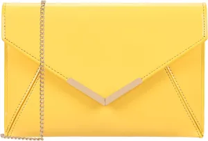 Dexmay Women Envelope Clutch Handbag Patent Leather Pouch Foldover Dress Purse