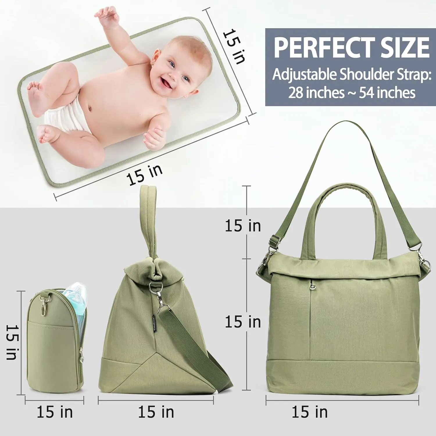 Diaper Bag Tote Large Travel Fashion Crossbody For Monther,Mommy Bags Outdoor Handbags With Insulated Bag And Changing Pad