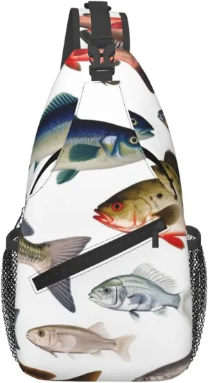 Different Fish Crossbody Bags for Men Women Fashion Sling Backpack Casual Chest Bag Travel Hiking Daypack