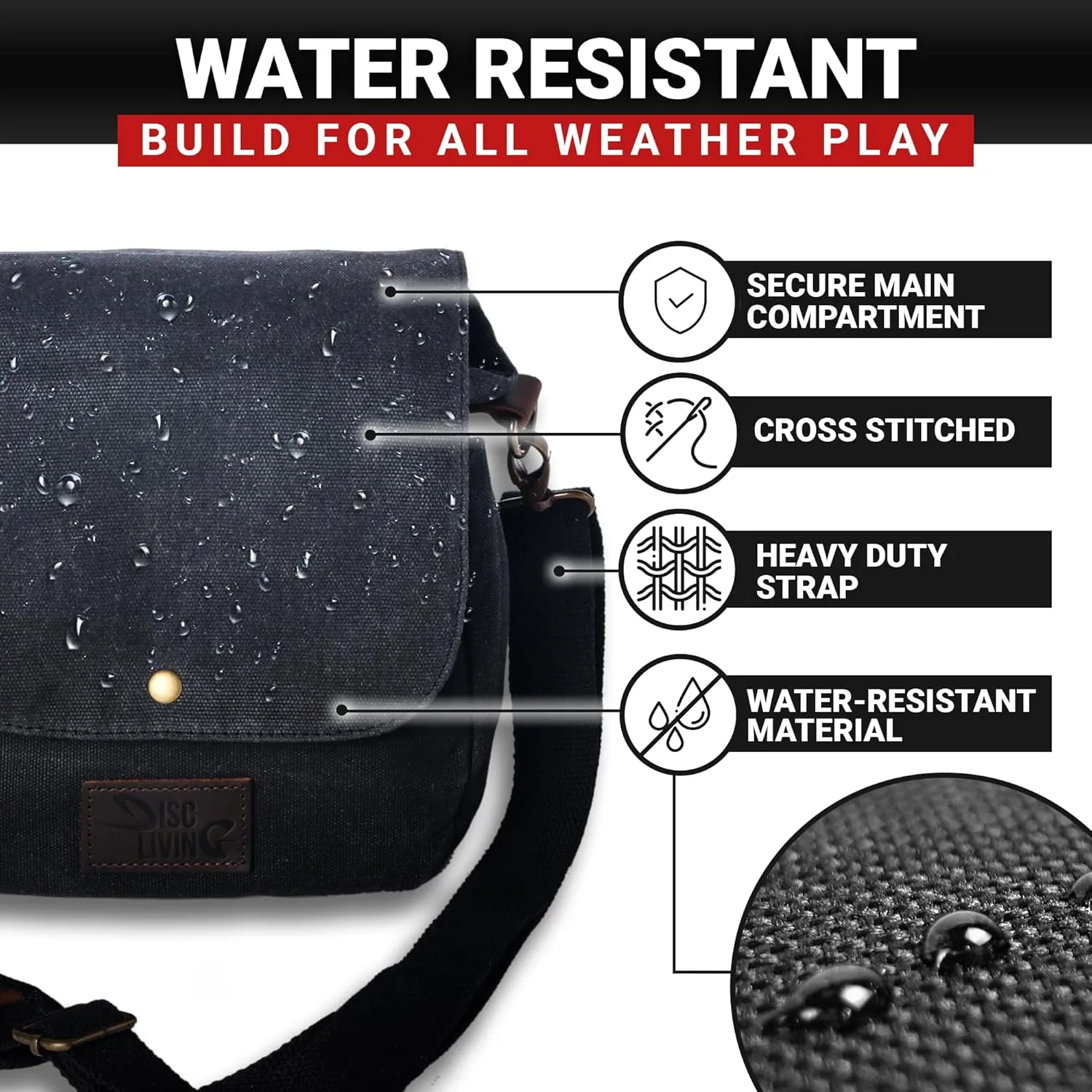 Disc Golf Bag | Frisbee Golf Bag | Easy to Carry | Lightweight Fits Up to 10 Discs | 16 oz Waxed Canvas Sturdy Design | Belt Loop | Double Button Design | Bottle Holder