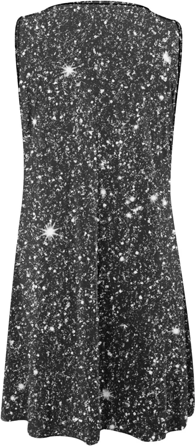 Dresses for Women Fashion Hollow Out O-Neck Sleeveless Dress Casual Boho Summer Dresses A Line Beach Sundress