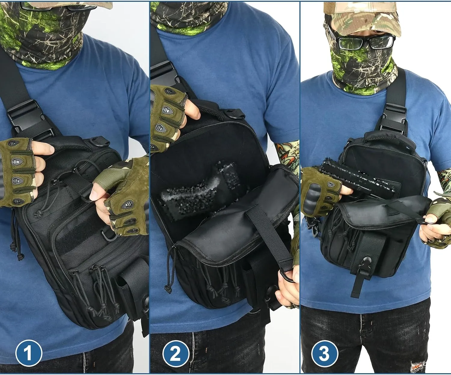 Dual Pistol Holster Chest Bag Concealed Carry Sling Crossbody Tactical Gun Convertible Backpack Shooting Hunting