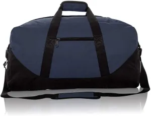 Duffle Gym Bag, Heavy Duty Travel Carry-On Clothing Work Out Bag (Navy - Large 21" x 11" x 11")