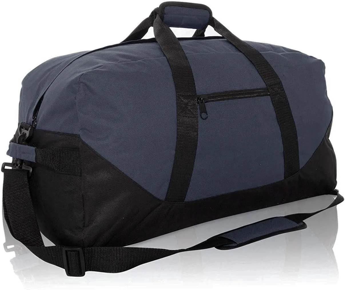 Duffle Gym Bag, Heavy Duty Travel Carry-On Clothing Work Out Bag (Navy - Large 21" x 11" x 11")