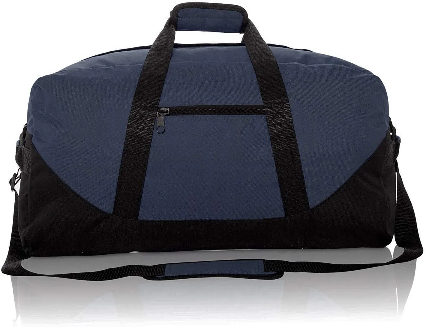 Duffle Gym Bag, Heavy Duty Travel Carry-On Clothing Work Out Bag (Navy - Large 21" x 11" x 11")