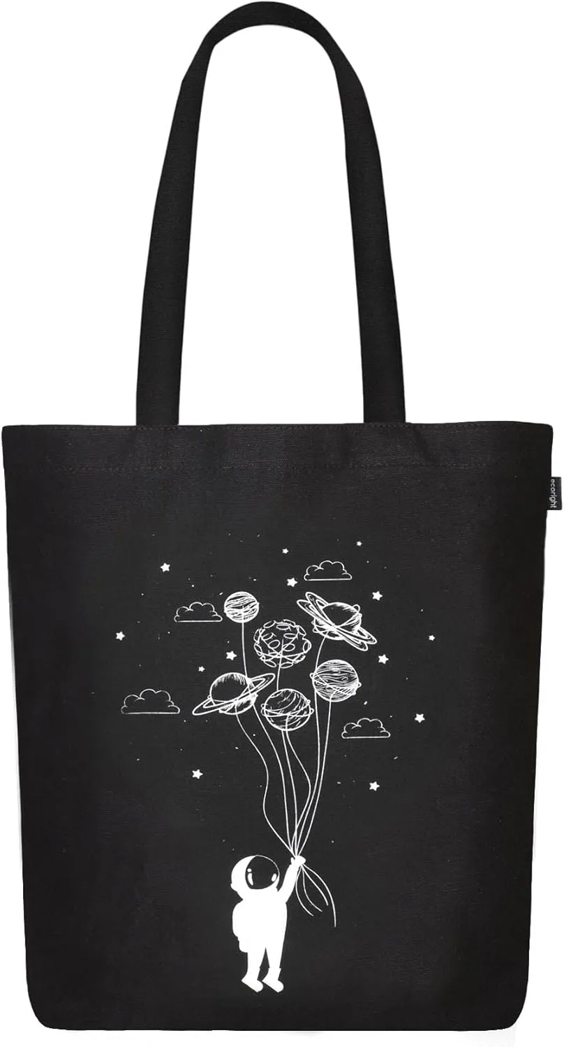 Ecoright Tote Bag for Women with Zipper, Small Tote Bag, Canvas Bag, Reusable Cotton Bag for Beach, Grocery, School & Work
