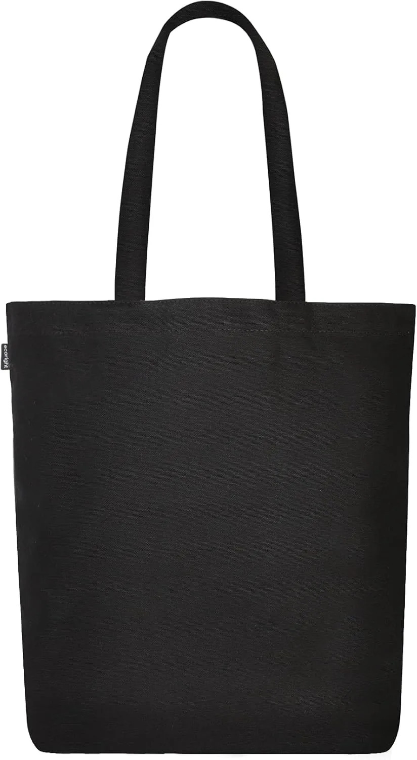 Ecoright Tote Bag for Women with Zipper, Small Tote Bag, Canvas Bag, Reusable Cotton Bag for Beach, Grocery, School & Work