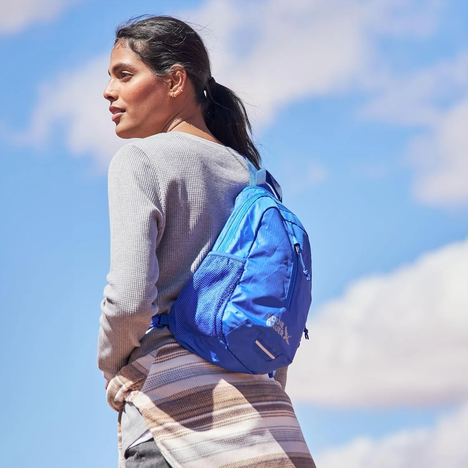 Eddie Bauer Stowaway Packable 10L Sling 3.0 Made from Polyester with Lightly Padded Shoulder Strap, Coast Blue