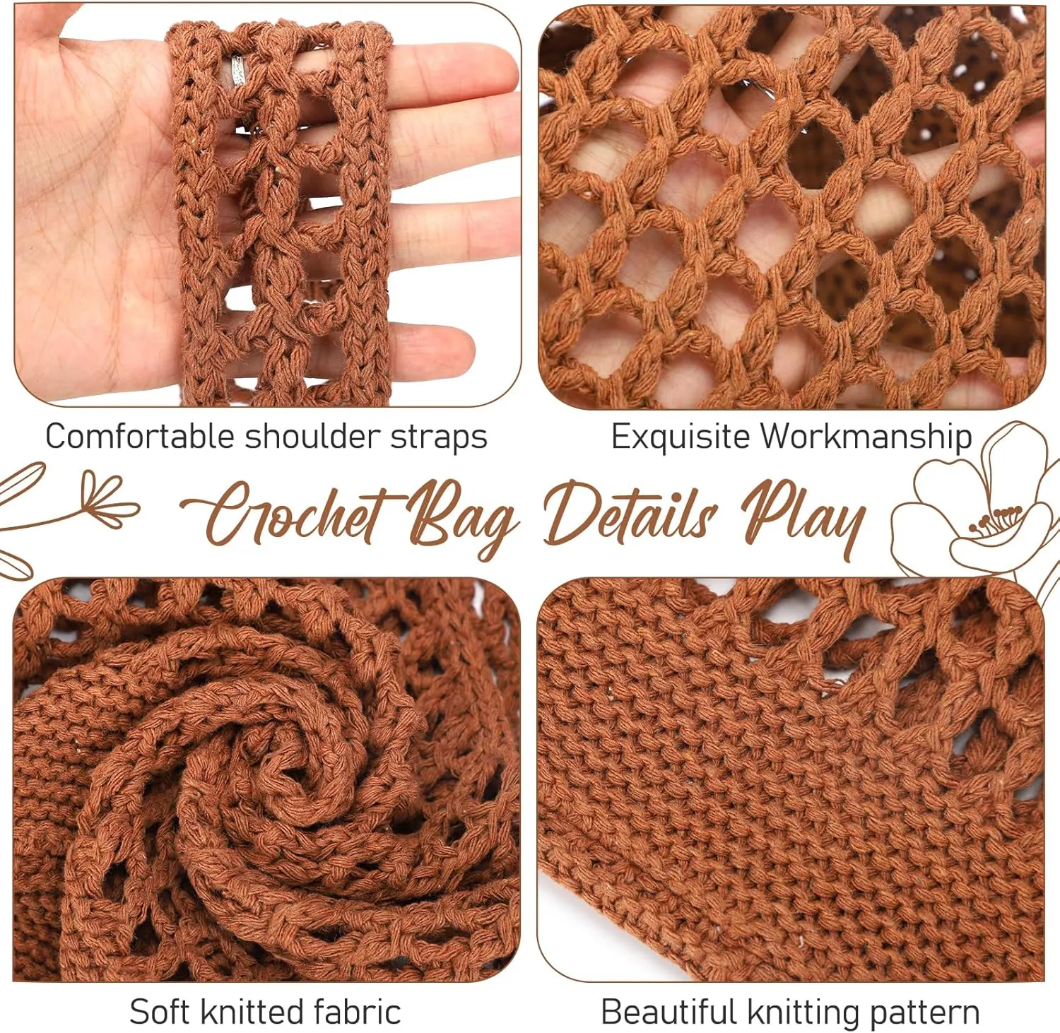EIMMBD Crochet Bags for Women Beach Totes Bags Aesthetic Summer Tote Shoulder Hippie Bag Knit Bag