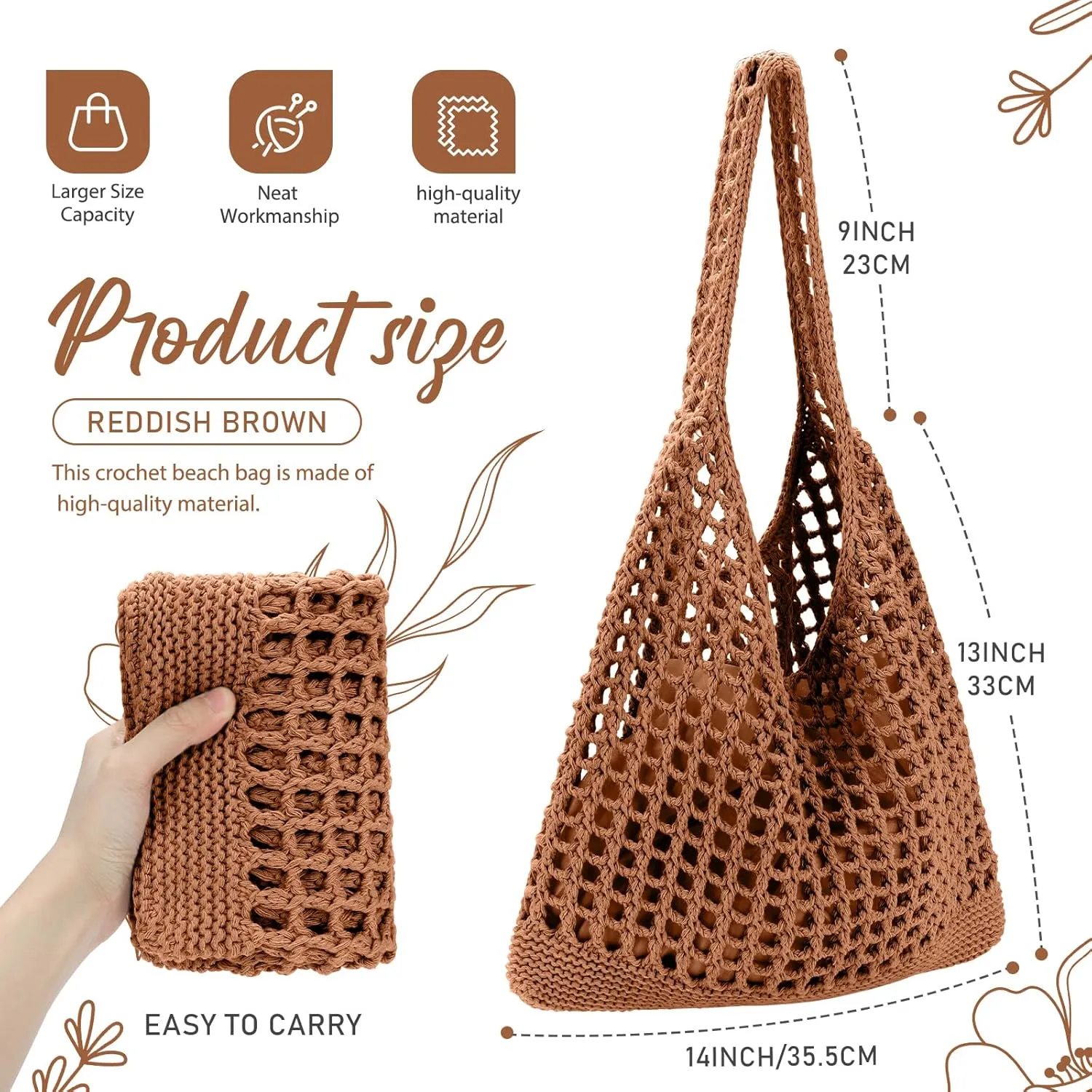 EIMMBD Crochet Bags for Women Beach Totes Bags Aesthetic Summer Tote Shoulder Hippie Bag Knit Bag