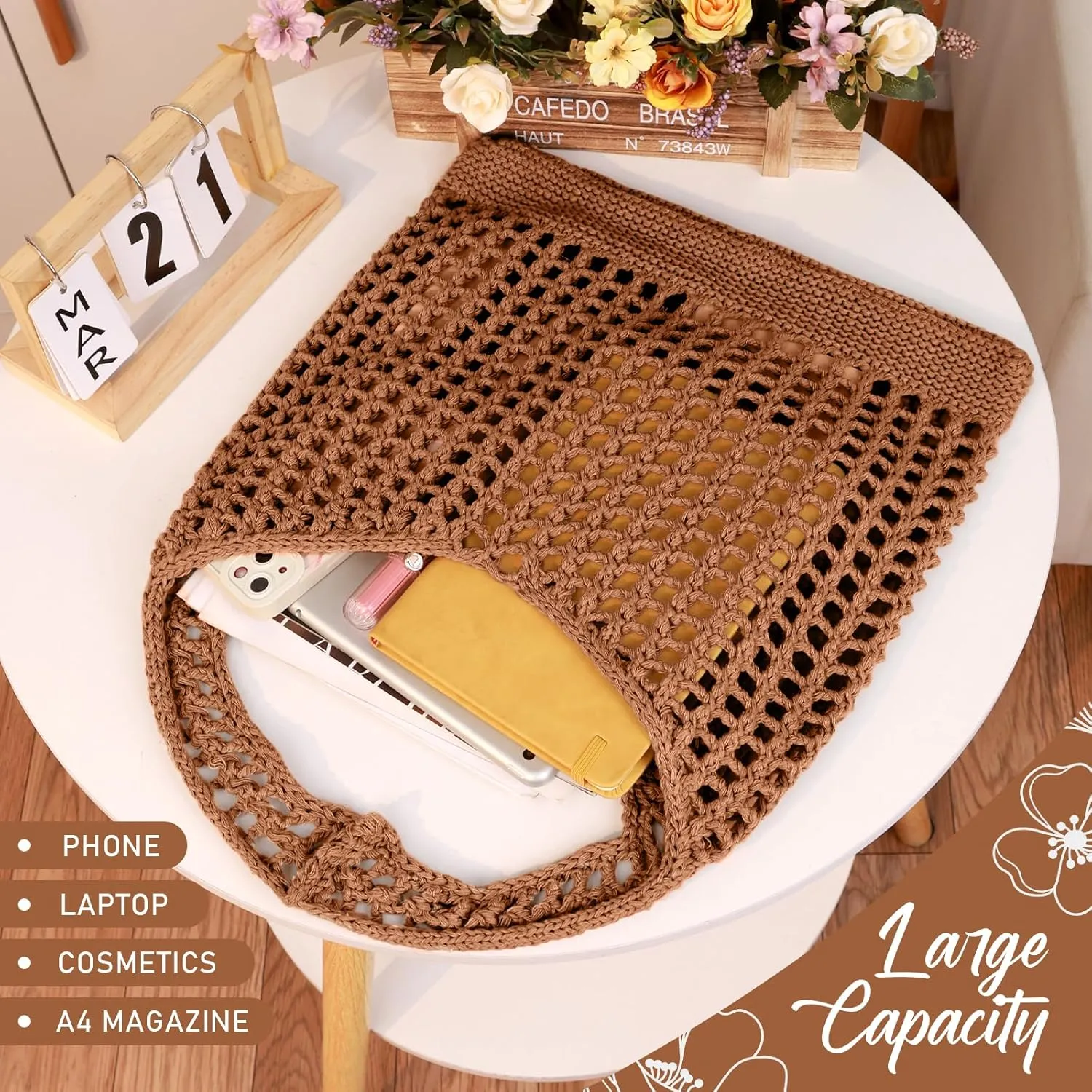 EIMMBD Crochet Bags for Women Beach Totes Bags Aesthetic Summer Tote Shoulder Hippie Bag Knit Bag