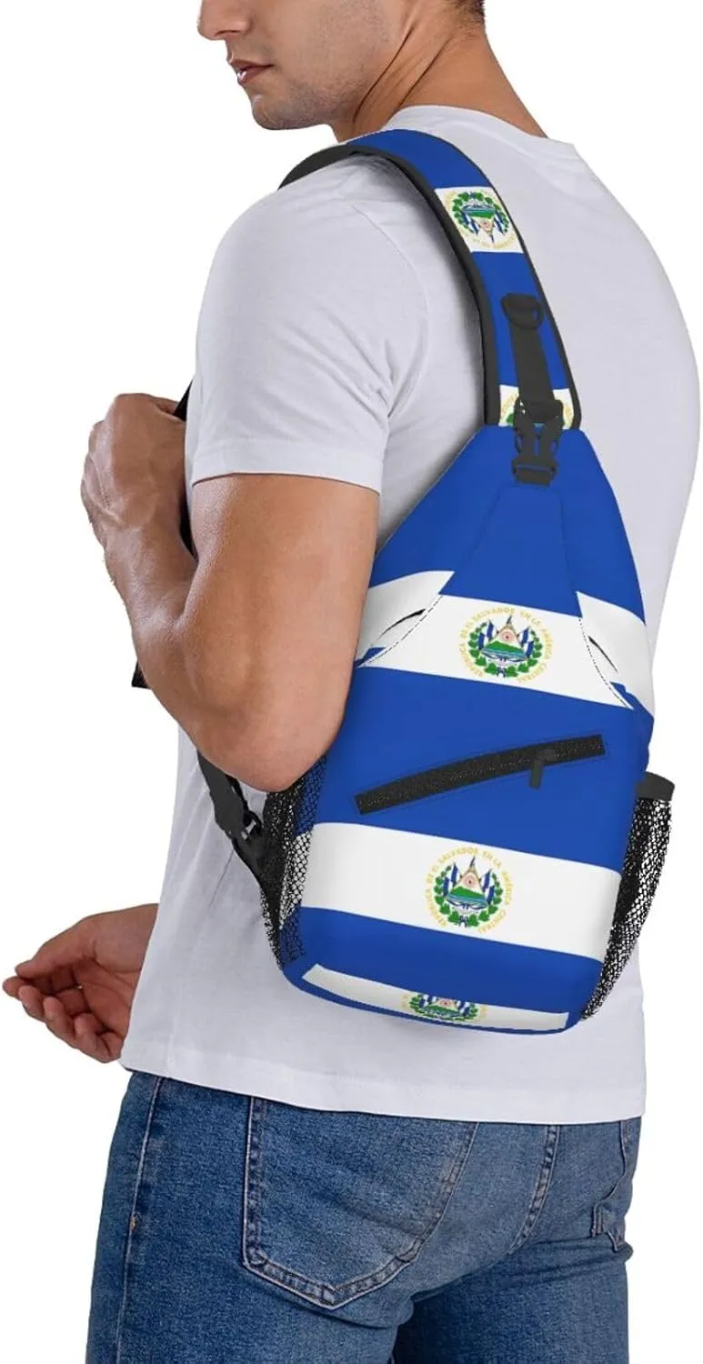 El Salvador Flag Chest Sling Bag Crossbody Shoulder Backpack Bag Gym Cycling Daypack Travel Hiking Cross Bag