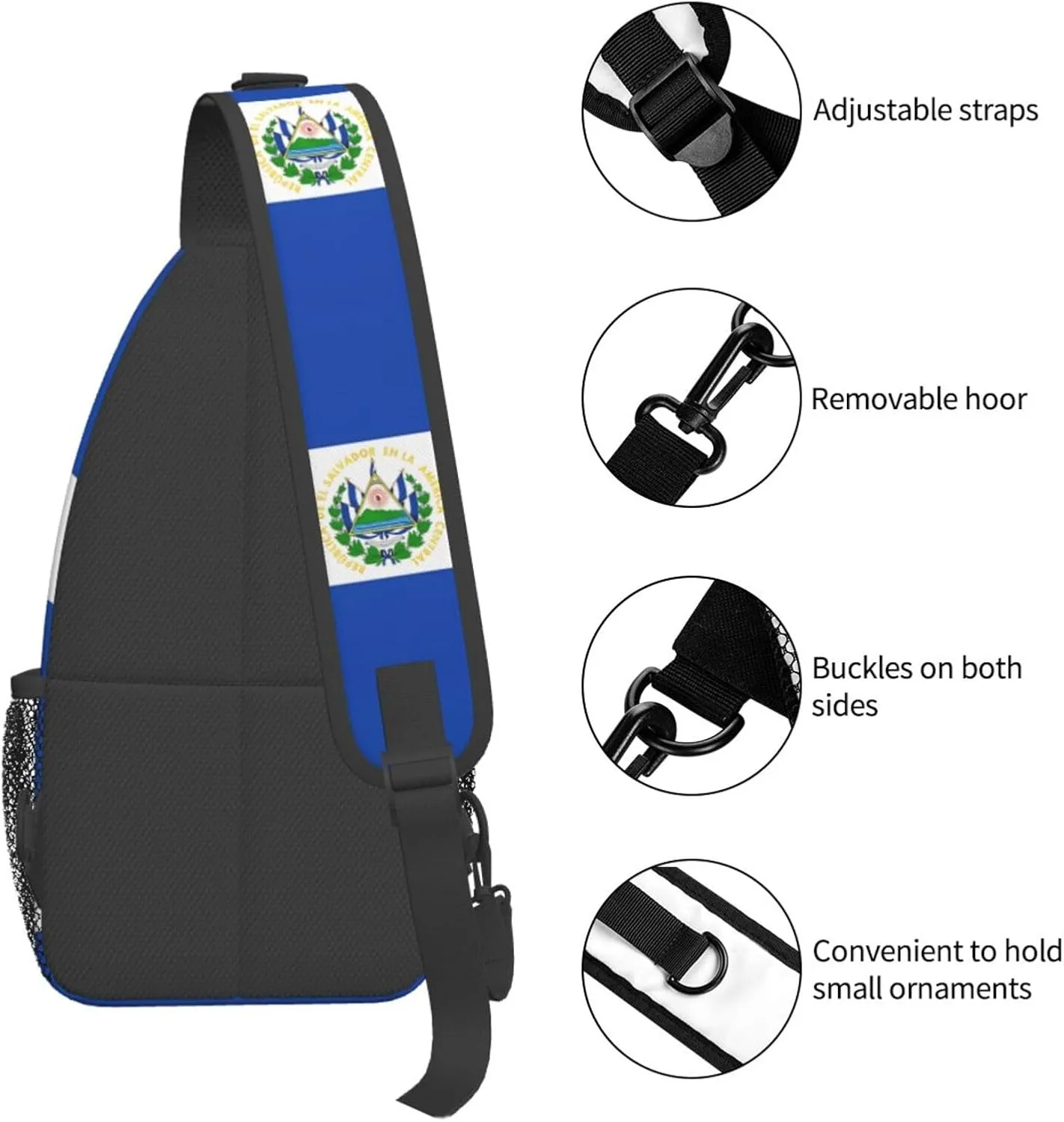 El Salvador Flag Chest Sling Bag Crossbody Shoulder Backpack Bag Gym Cycling Daypack Travel Hiking Cross Bag