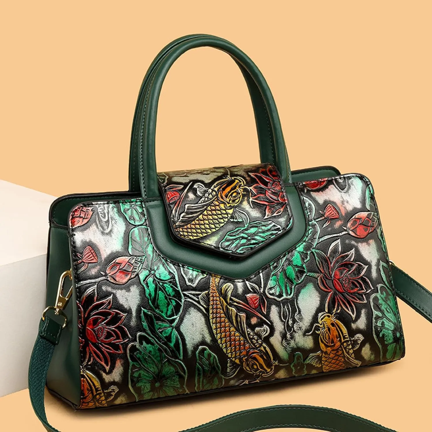 Embossed Tote Bag, Large Capacity Shoulder Crossbody Bag