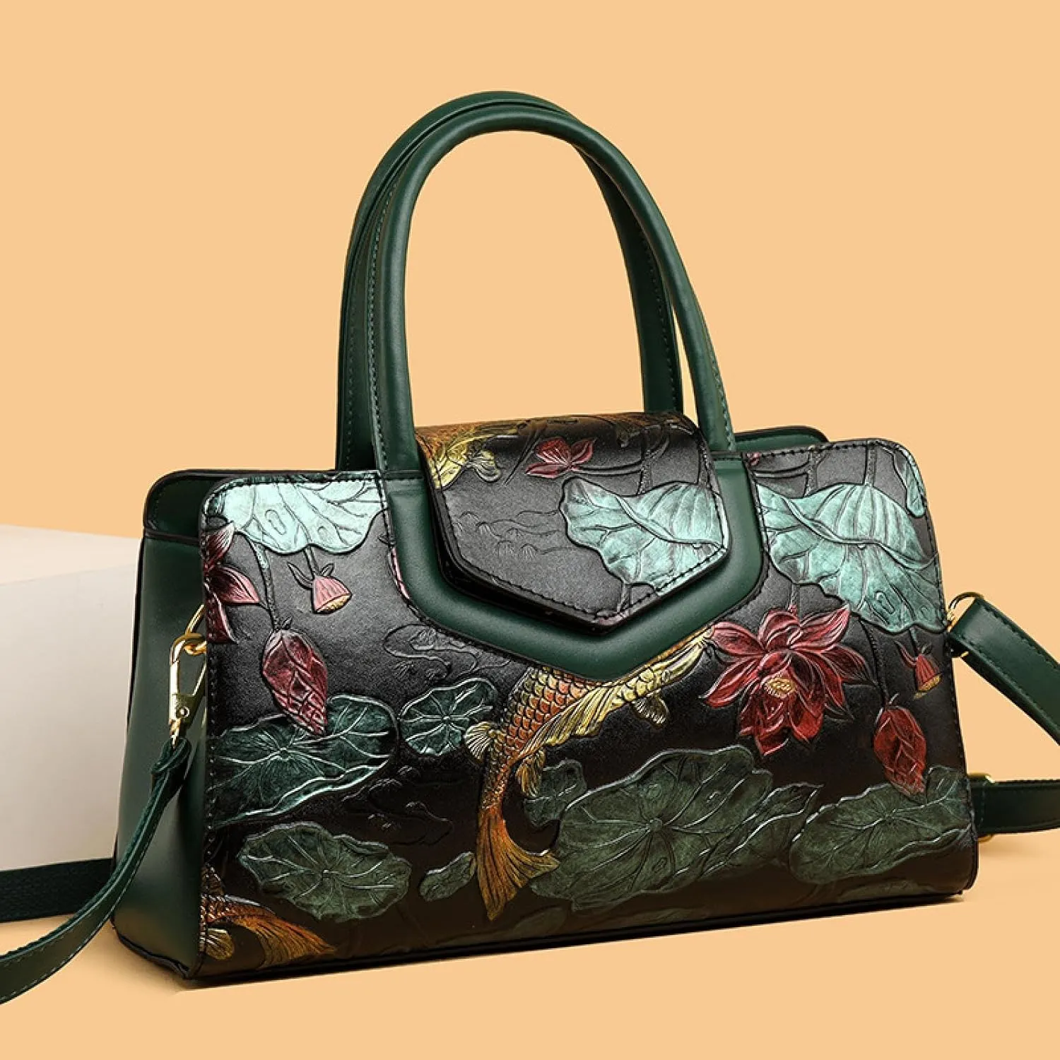 Embossed Tote Bag, Large Capacity Shoulder Crossbody Bag
