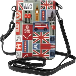 England Symbols Crossbody Bag For Women Leather Cellphone Shoulder Purses Fashion Travel Designer Wallet