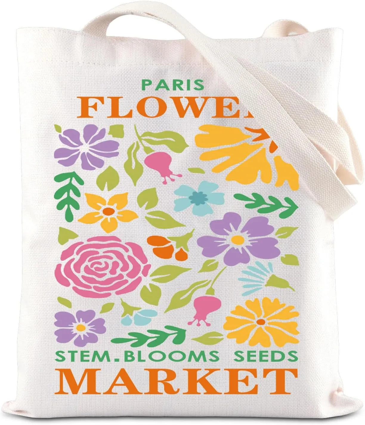 ENSIANTH Paris Flower Market Tote Bag Floral Flower Gift Floral Market Stem Blooms Seeds Shoulder Bag Paris Trip Gifts