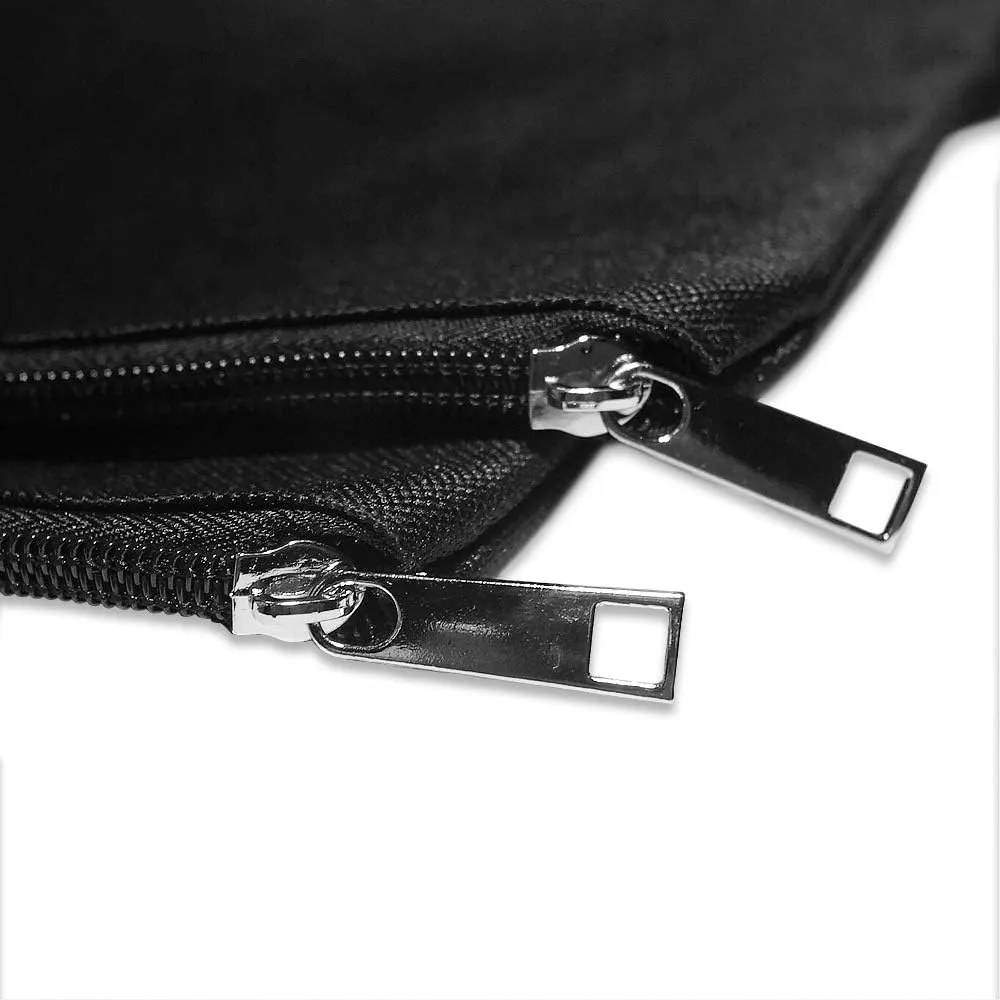 Ezek 2 Pack 600D Poly 12" x 8.5" Utility Security Zippered Bank Bags for Deposit Check Money Coins Office Receipt Envelopes Portable Travel Wallets Pouches for Microphone Cosmetic, Black.