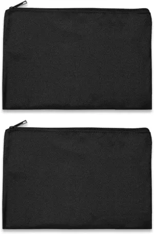 Ezek 2 Pack 600D Poly 12" x 8.5" Utility Security Zippered Bank Bags for Deposit Check Money Coins Office Receipt Envelopes Portable Travel Wallets Pouches for Microphone Cosmetic, Black.