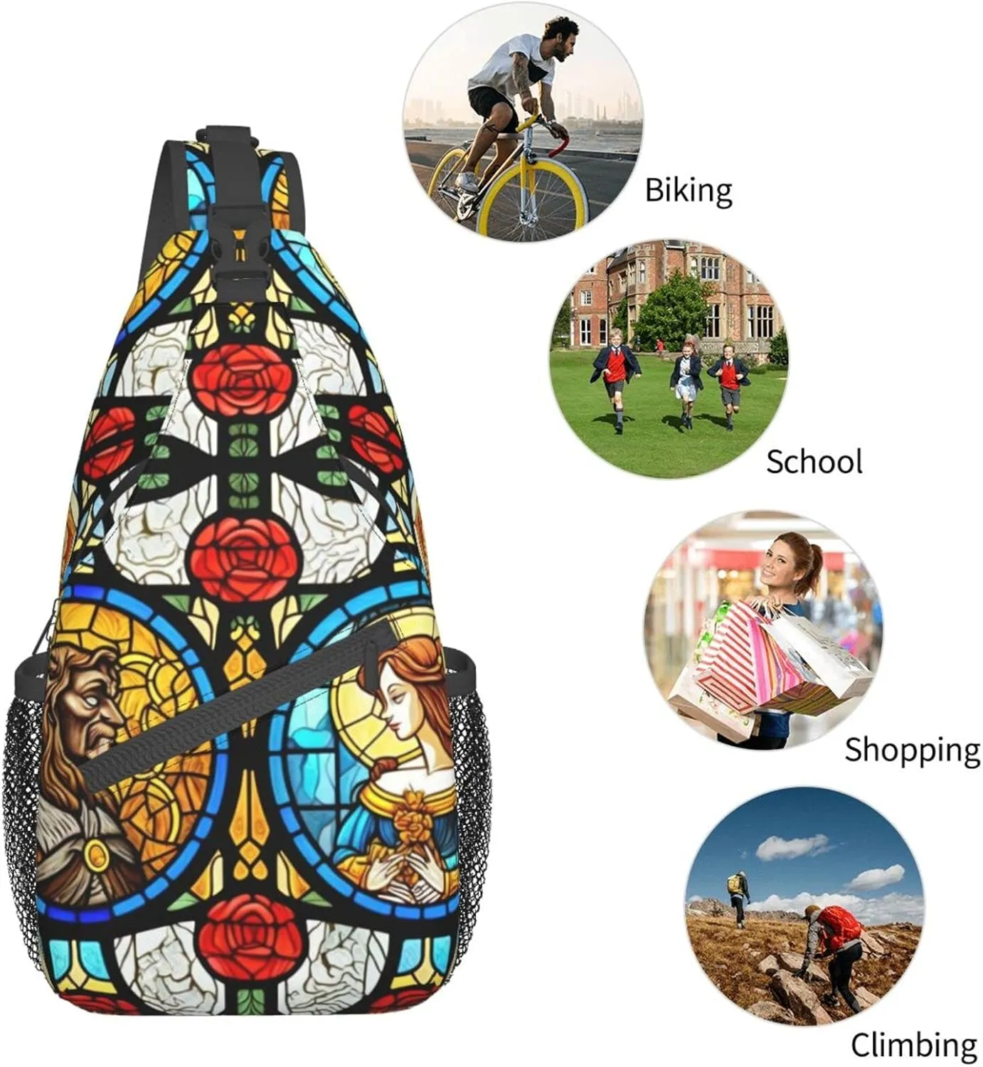 Fairytale Glass Crossbody Sling Backpack For Women & Men Chest Sling Backpack Casual For Travel Hiking