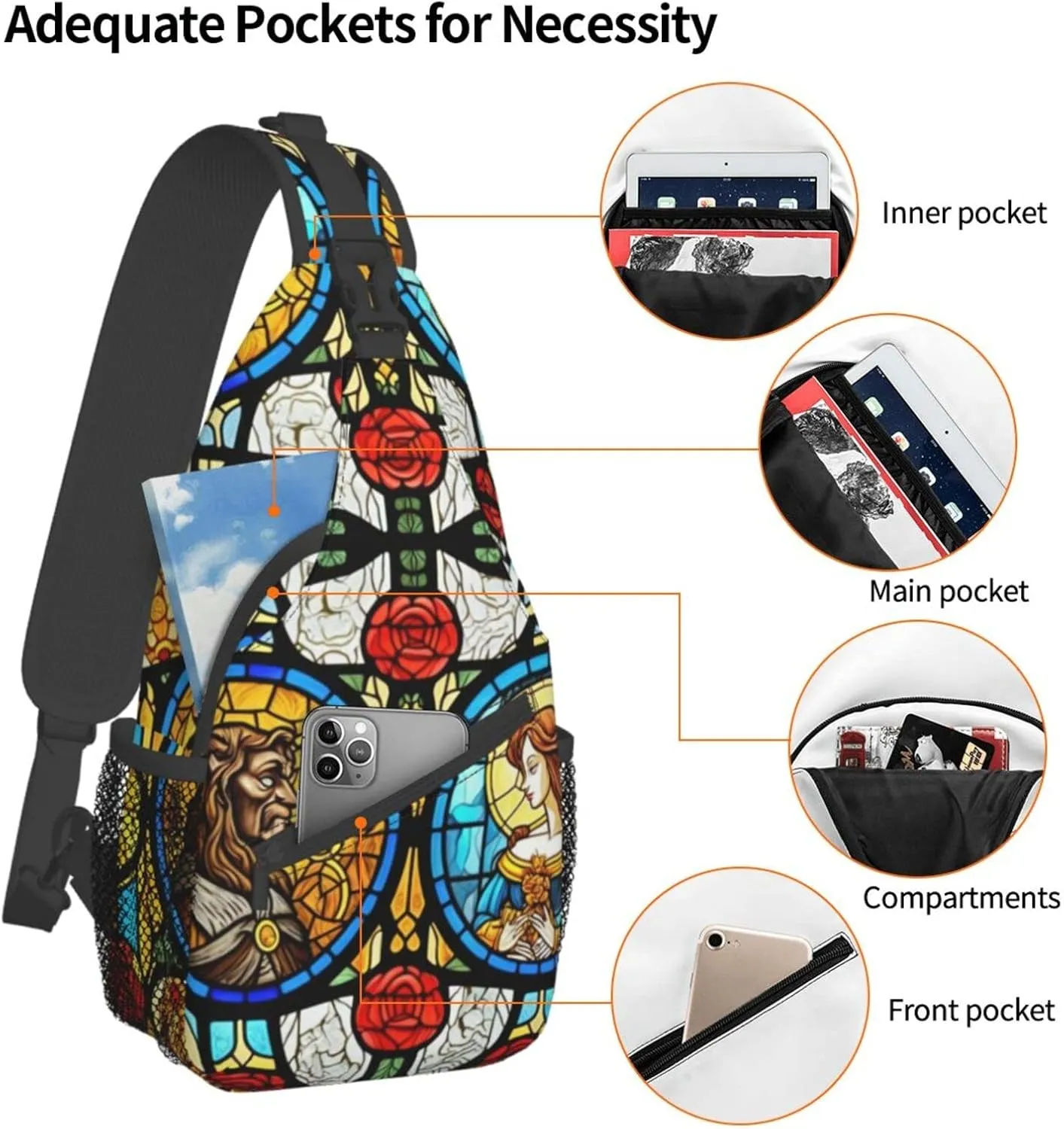 Fairytale Glass Crossbody Sling Backpack For Women & Men Chest Sling Backpack Casual For Travel Hiking