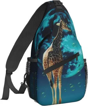 Famame Giraffe Sling Backpack Chest Bag Crossbody Shoulder Bag Gym Cycling Travel Hiking Daypack For Men Women