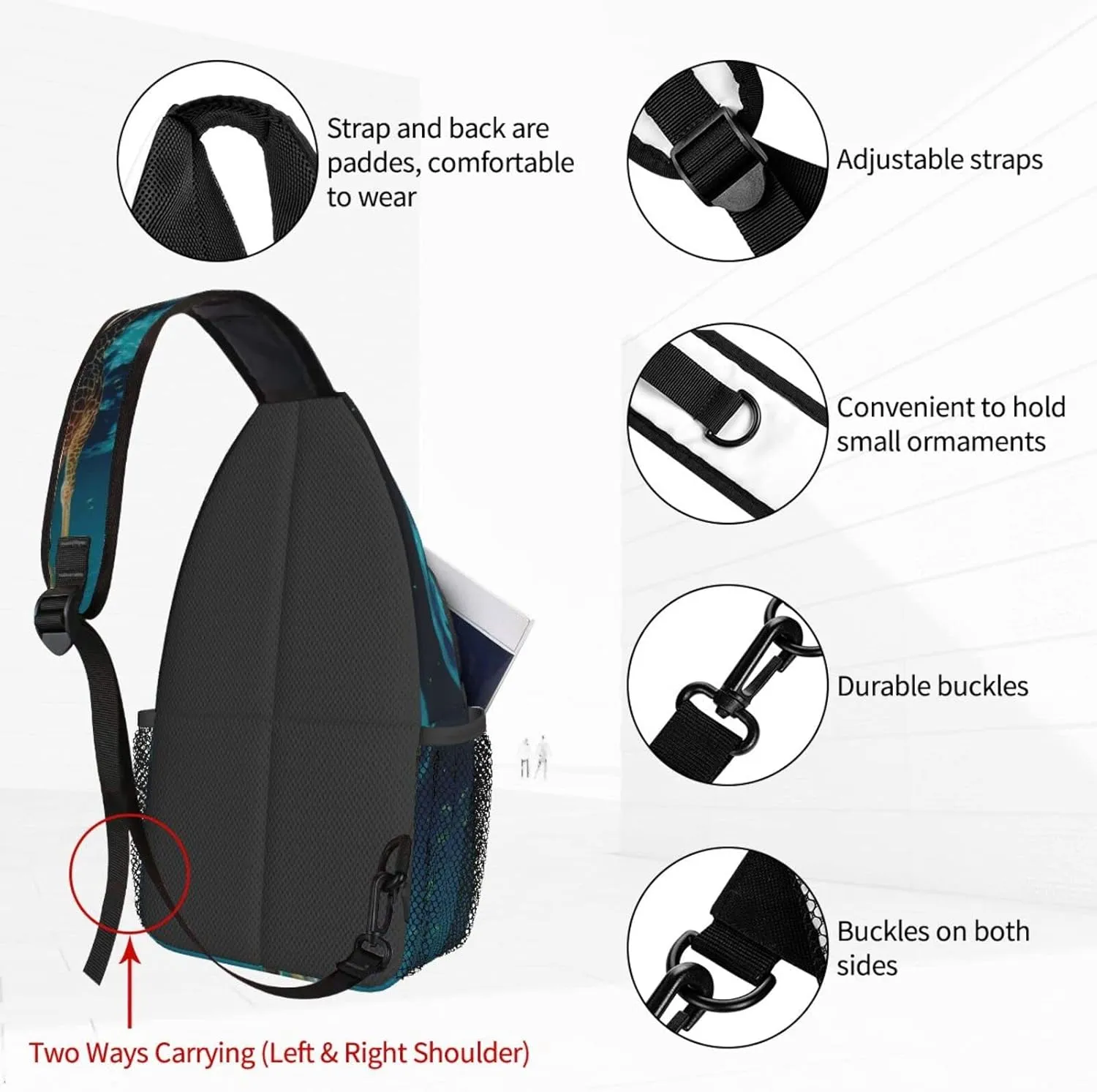 Famame Giraffe Sling Backpack Chest Bag Crossbody Shoulder Bag Gym Cycling Travel Hiking Daypack For Men Women