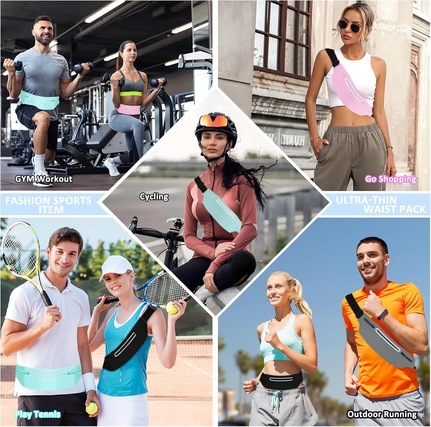 Fanny Pack for Women Fashionable Crossbody Bags, Slim Running Belt Bag Large Waist Bag for Phone iPhone Runners Traveling Work Exercise Jogging Fitness Sport, Waterproof Waist Pack Pouch Pink