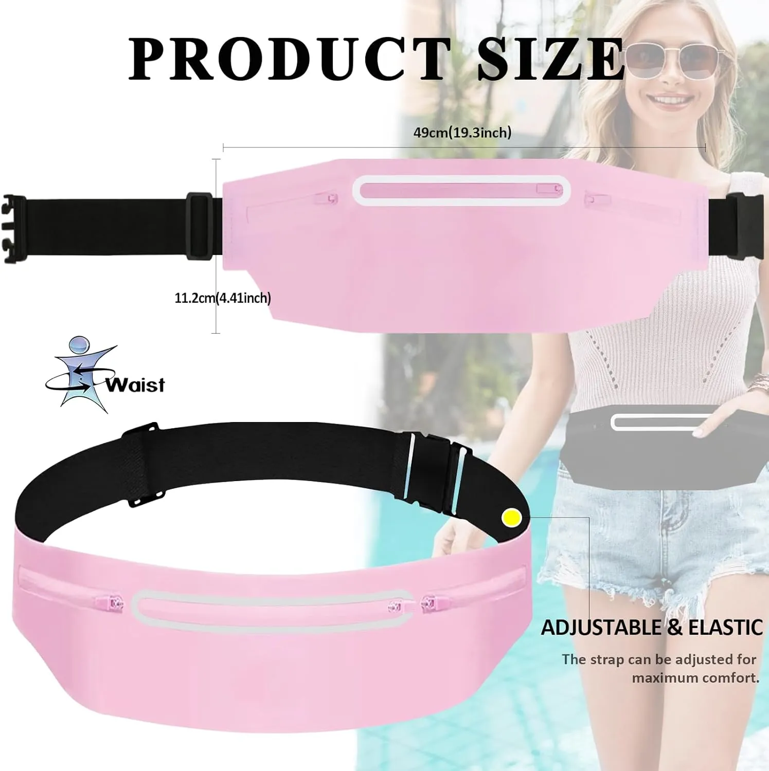 Fanny Pack for Women Fashionable Crossbody Bags, Slim Running Belt Bag Large Waist Bag for Phone iPhone Runners Traveling Work Exercise Jogging Fitness Sport, Waterproof Waist Pack Pouch Pink