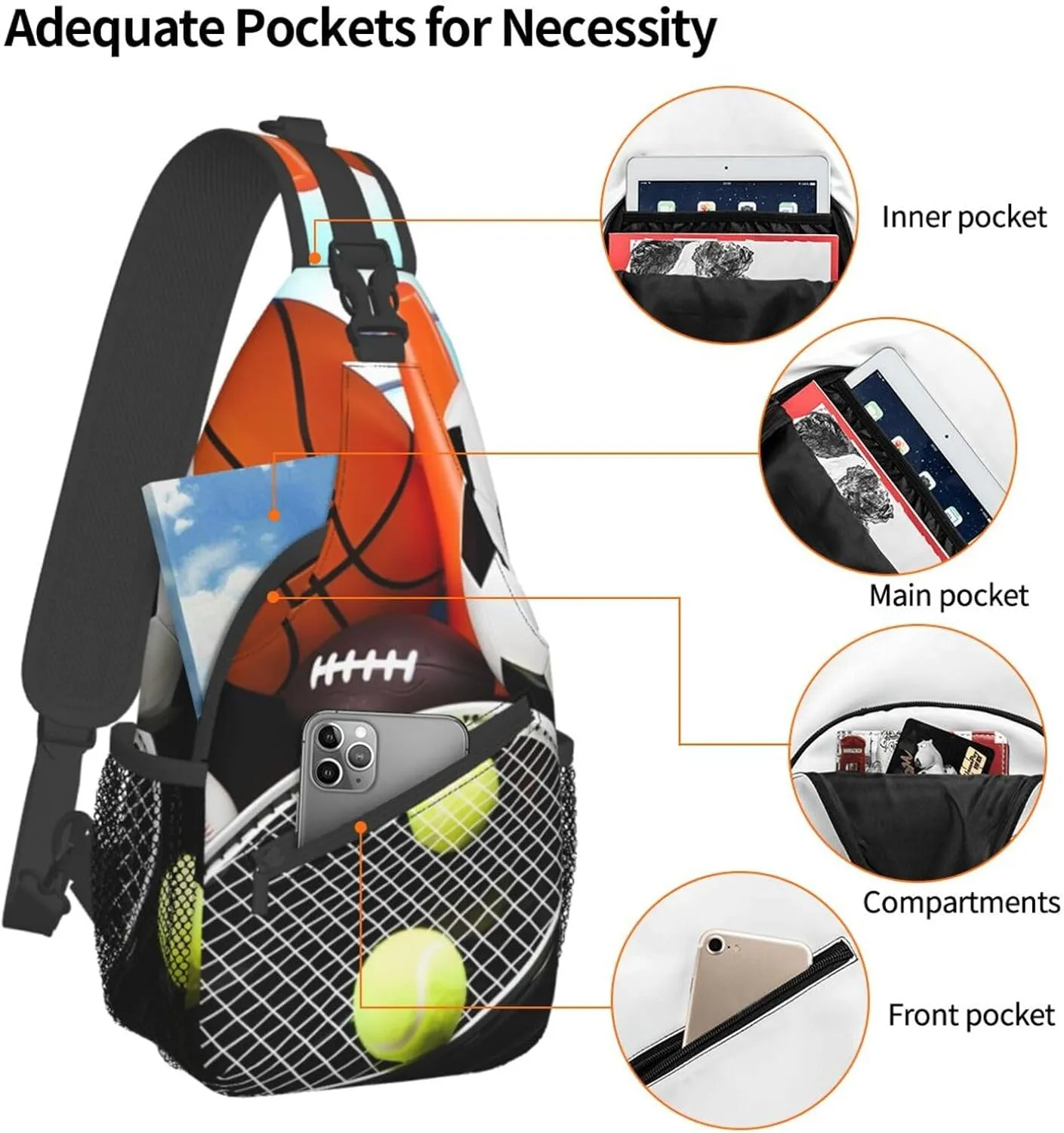 Fashion Chest Sling Bag For Women Men Adjustable Strap Crossbody Shoulder Backpack Hiking Travel Fashion Unisex Daypack