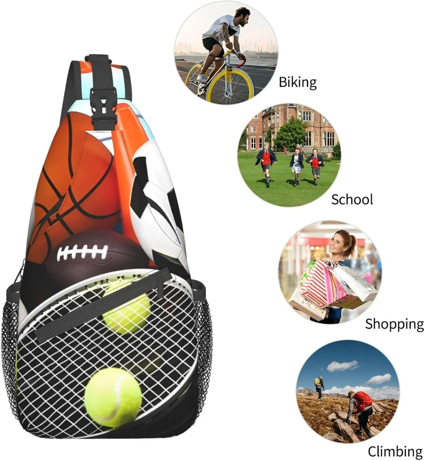 Fashion Chest Sling Bag For Women Men Adjustable Strap Crossbody Shoulder Backpack Hiking Travel Fashion Unisex Daypack