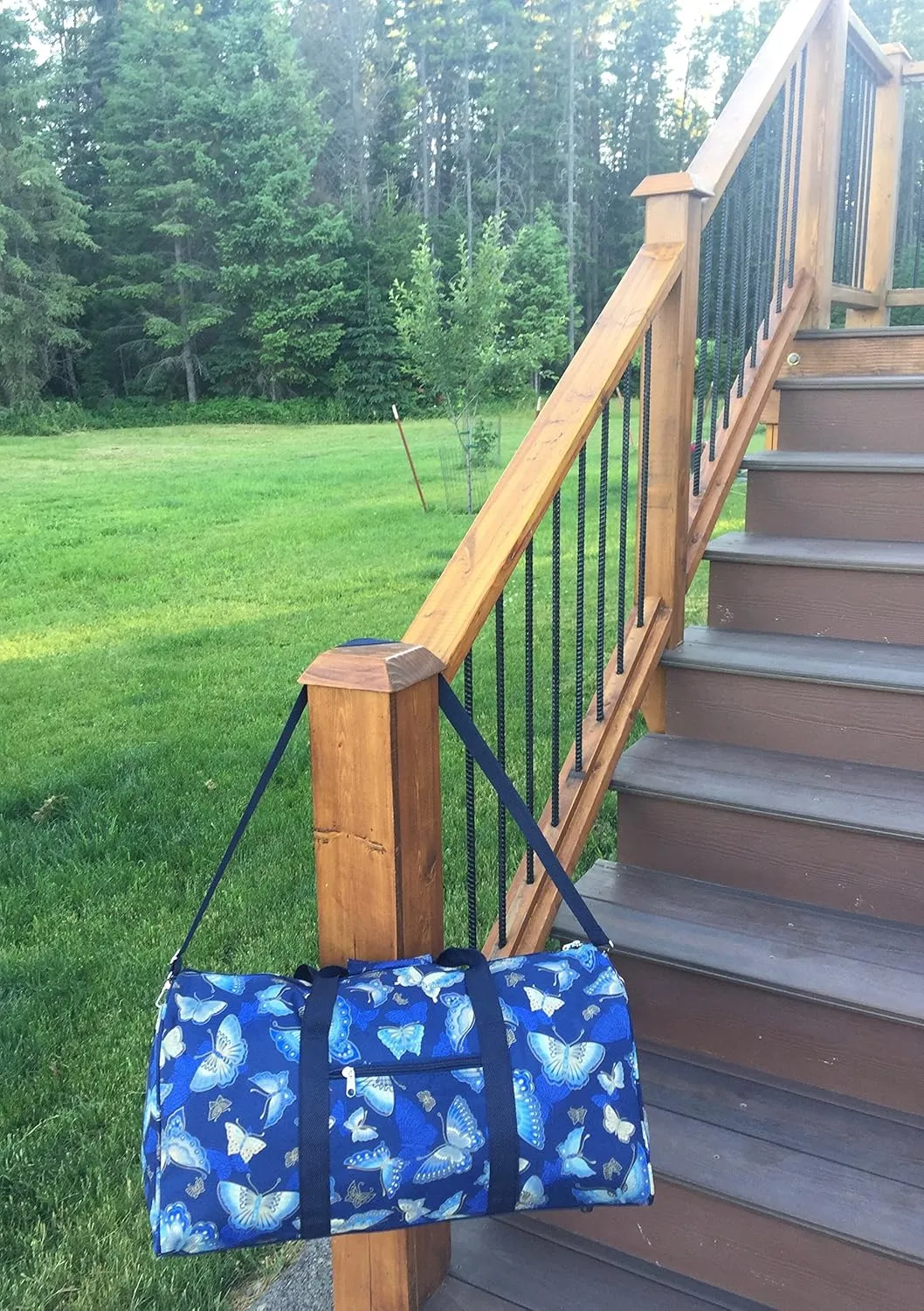 Fashion Travel Cheer Gym Duffle Bag 21" (Blue Butterflies)