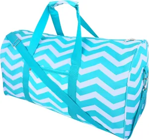 Fashion Travel Cheer Gym Duffle Bag 21" (Blue/White Chevron)