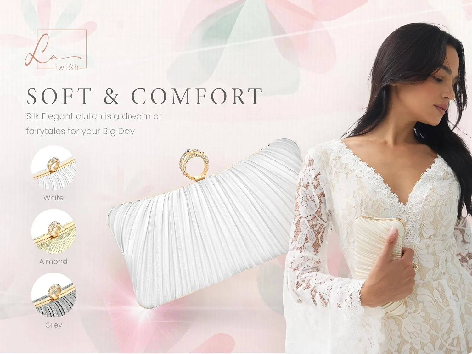 Fashion Women's Evening Bags, Artificial Silk Luxury Handbags with Chain Stylish Purses for Wedding Party