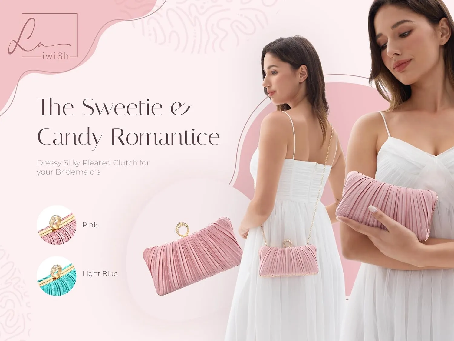 Fashion Women's Evening Bags, Artificial Silk Luxury Handbags with Chain Stylish Purses for Wedding Party