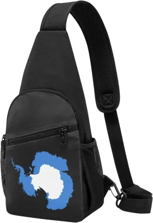 Flag Map of Antarctica Sling Bag Crossbody Backpack Shoulder Casual Daypack Bags for Men Women