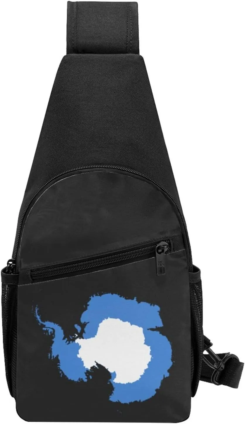 Flag Map of Antarctica Sling Bag Crossbody Backpack Shoulder Casual Daypack Bags for Men Women