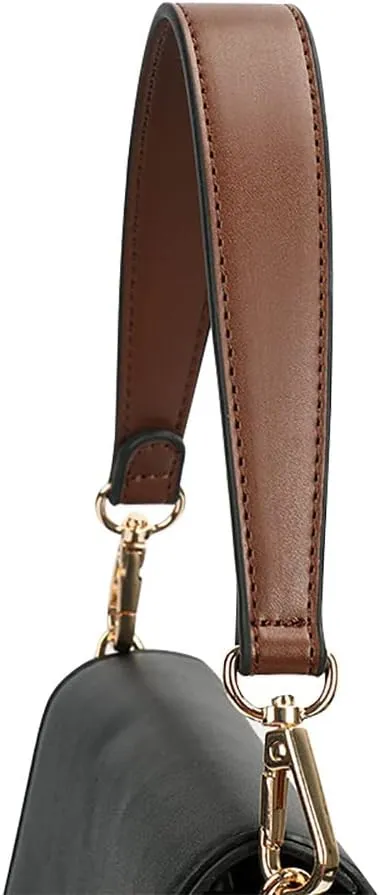 Flat Grain Leather Replacement Straps for Handbags Purse Straps Replacement Crossbody Gold Clasps Women Purse Making 14.17"(36CM) Long Coffee