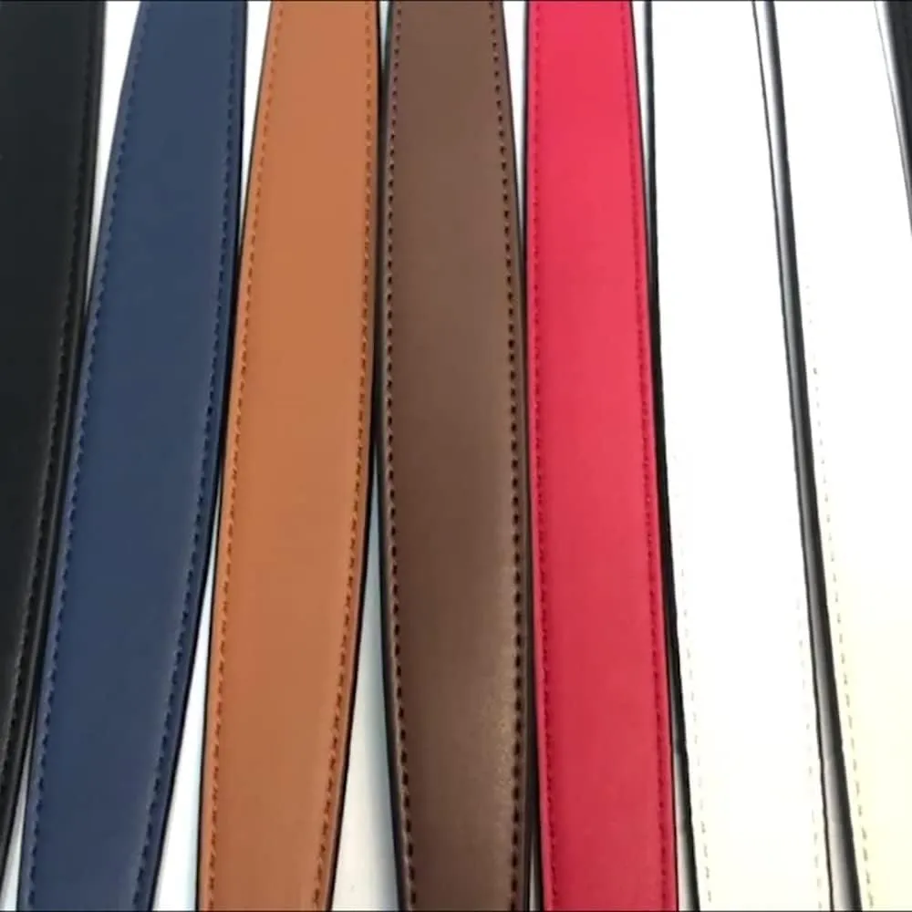 Flat Grain Leather Replacement Straps for Handbags Purse Straps Replacement Crossbody Gold Clasps Women Purse Making 19.29"(49CM) Long Coffee