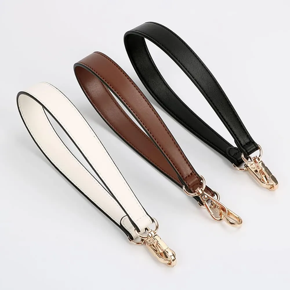 Flat Grain Leather Replacement Straps for Handbags Purse Straps Replacement Crossbody Gold Clasps Women Purse Making 19.29"(49CM) Long Ivory