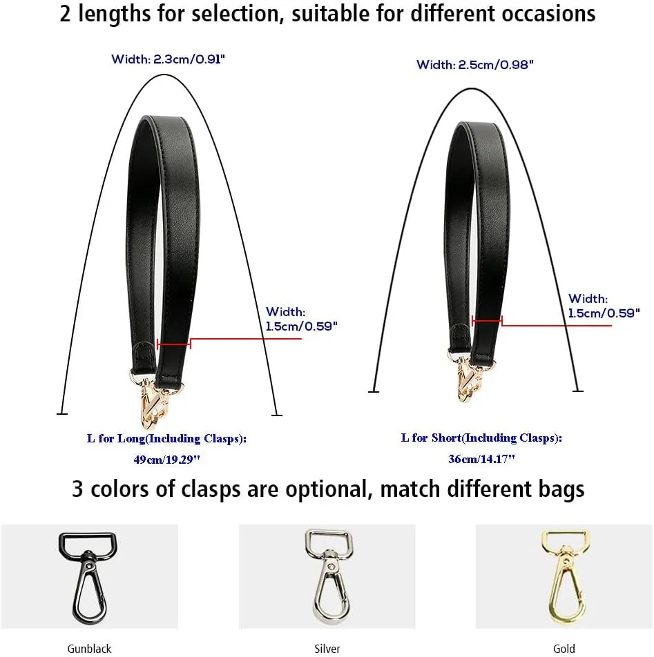 Flat Grain Leather Replacement Straps for Handbags Purse Straps Replacement Crossbody Gold Clasps Women Purse Making 19.29"(49CM) Long Ivory