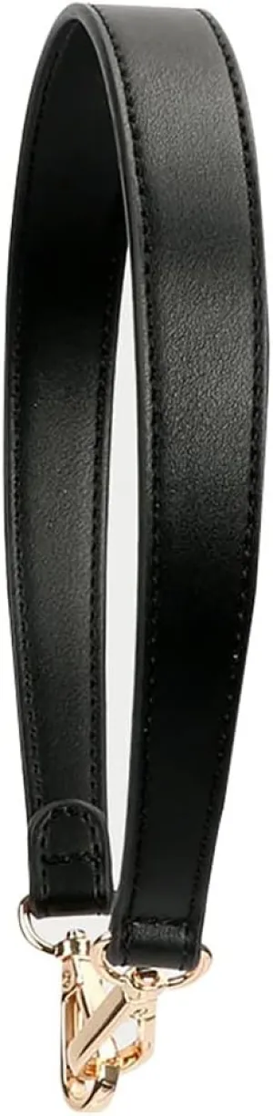 Flat Grain Leather Replacement Straps for Handbags Purse Straps Replacement Crossbody Gunblack Clasps Women Purse Making 19.29"(49CM) Long Black