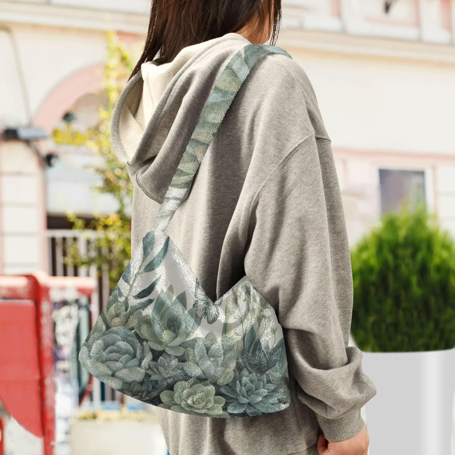 Floral Flower Texture Women's Shoulder Bag, Tote Shoulder Bag with Zipper, Shoulder Handbag Women